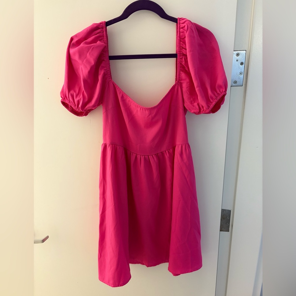 Hot Pink Puff Sleeve Dress size medium